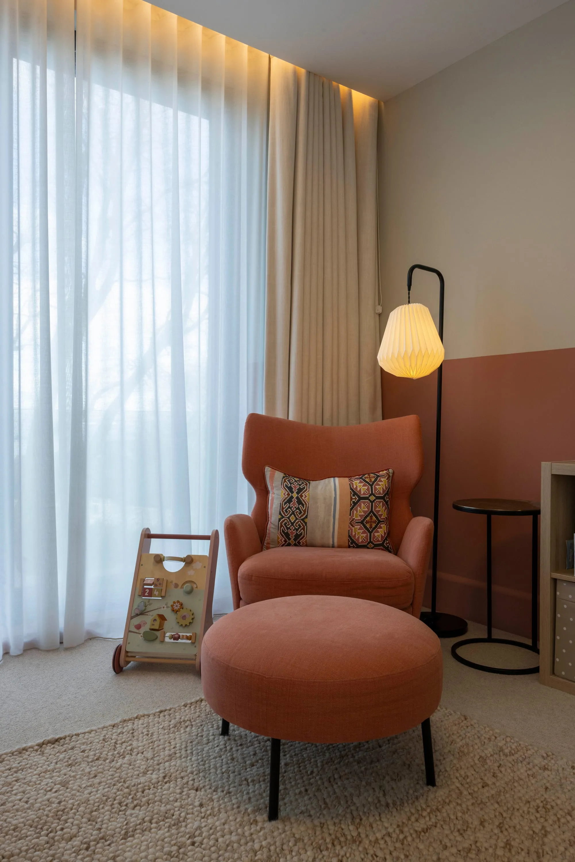 Bedroom three with armchair and floor lamp
