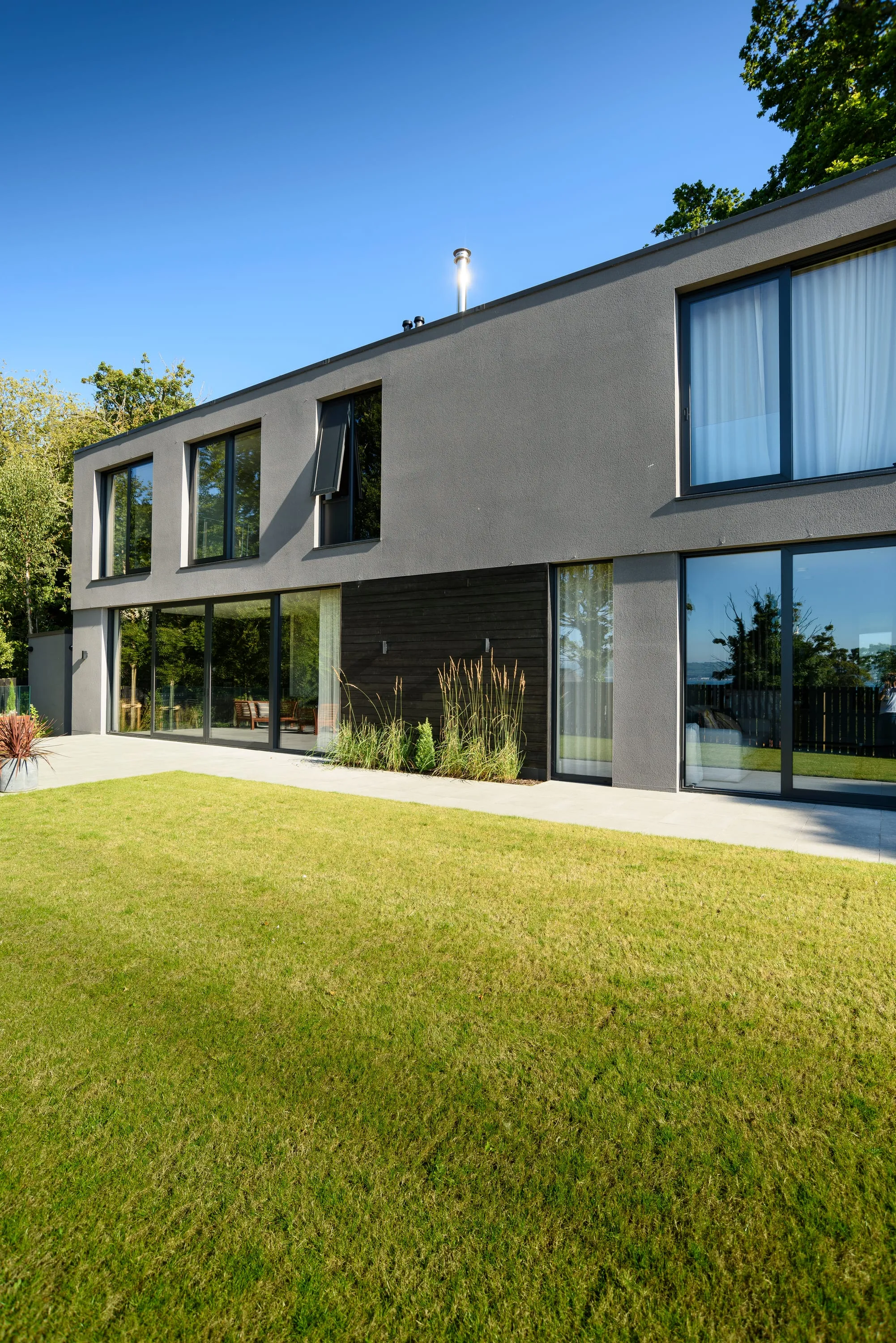 Lawn and rear elevation