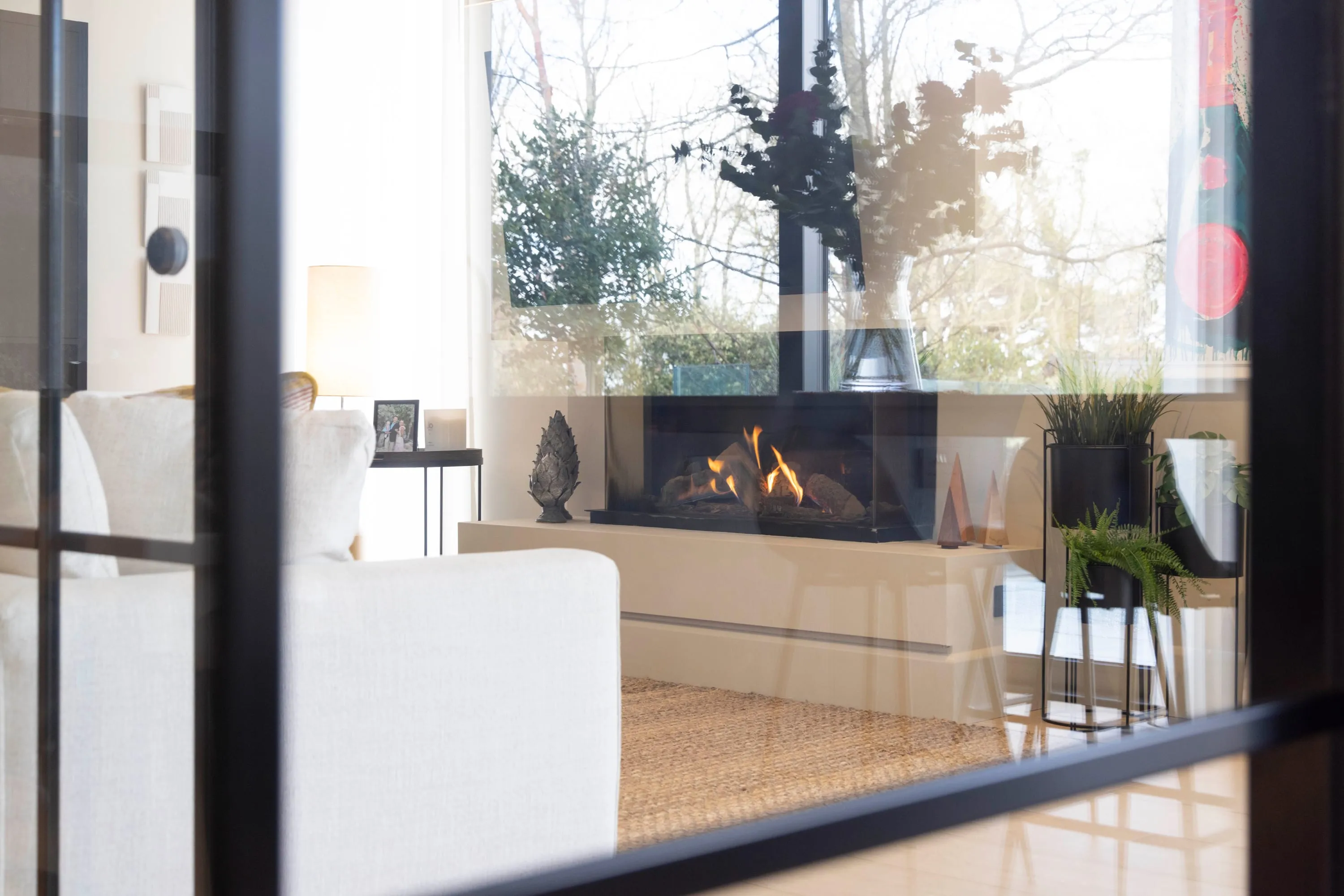Gas fire and armchair in the living area