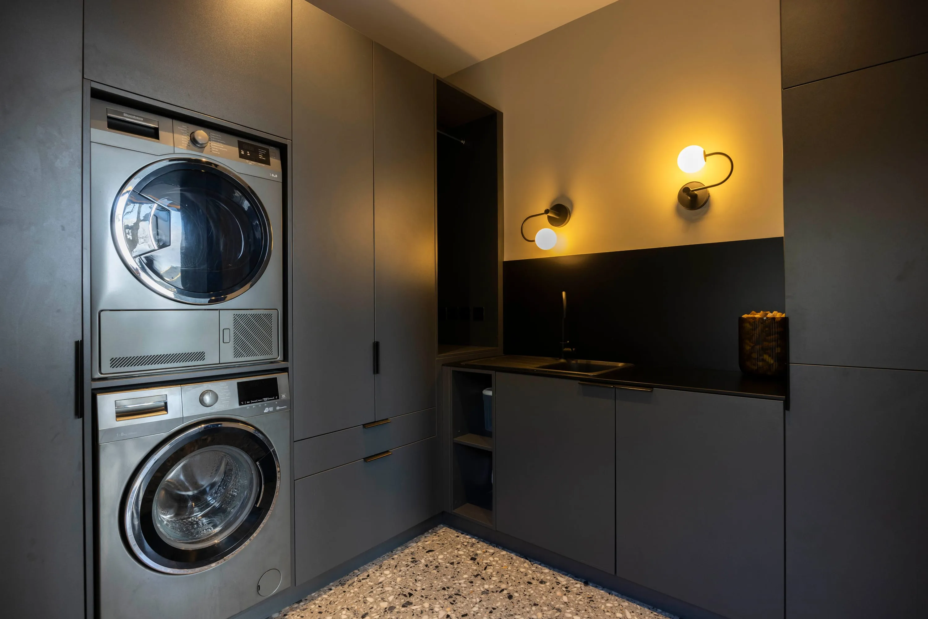 Utility room sink and wall lights
